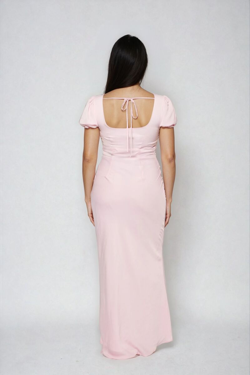 Puff-Sleeve Satin Maxi Dress - Image 2