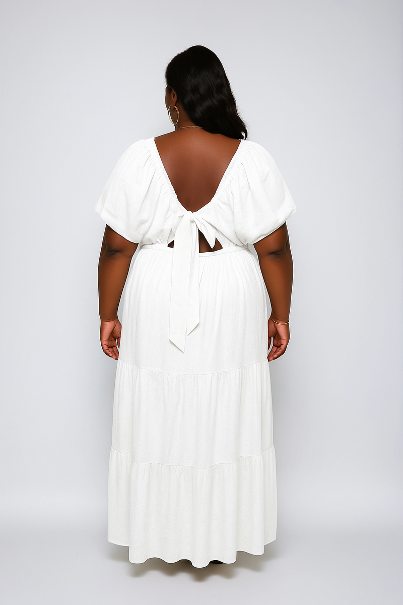 Plus Size Tiered Puff-Sleeve Maxi Dress - Image 4