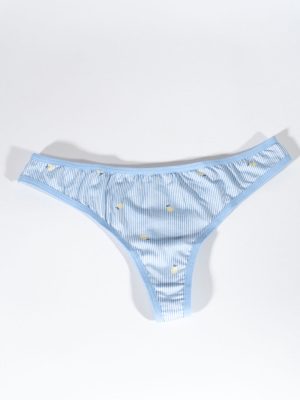 Ribbed Floral Thong