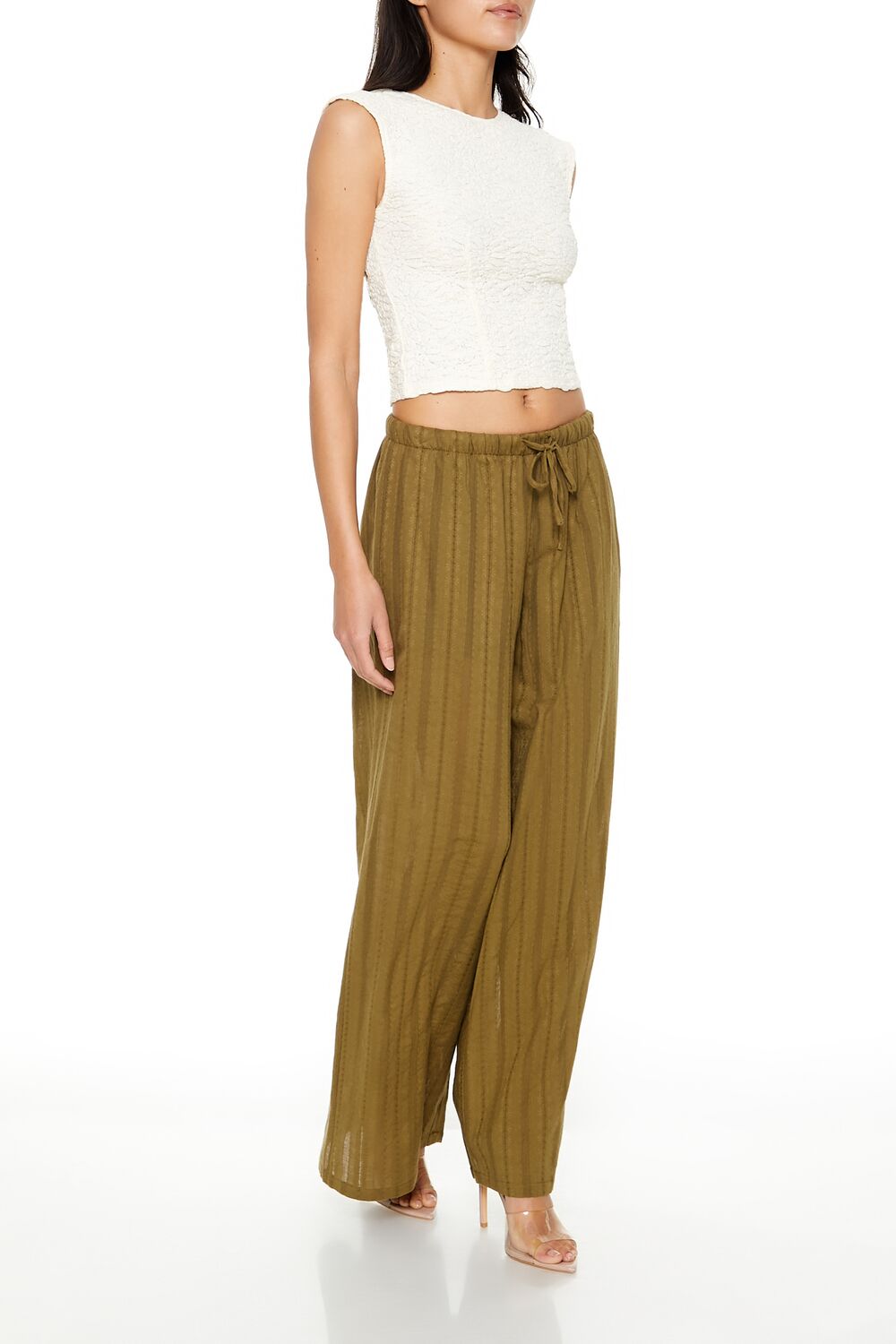 Wide-Leg Pinstriped Pants - Image 3