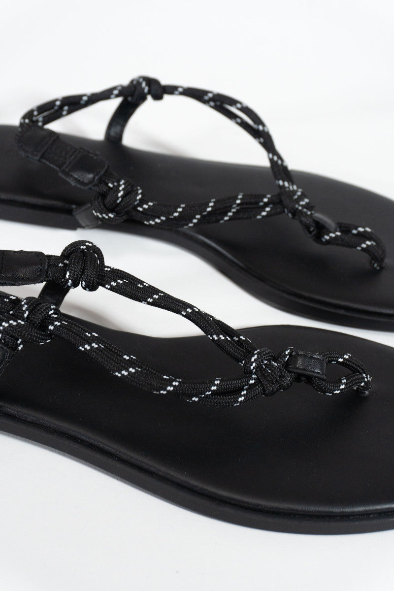 Braided Strap Faux Leather Flip-Flops - Image 2