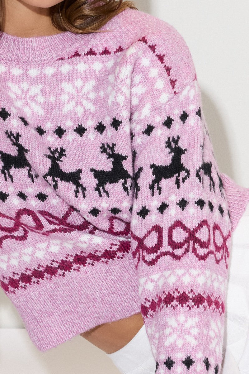 Fair Isle Reindeer Jacquard Sweater - Image 3
