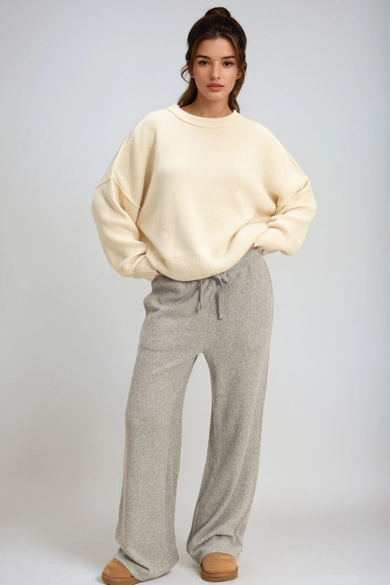 Waffle Knit Wide-Leg Pants - Image 4