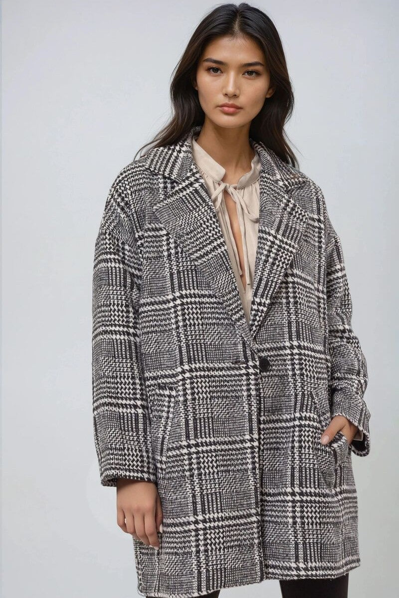 Glen Plaid Oversized Coat - Image 2
