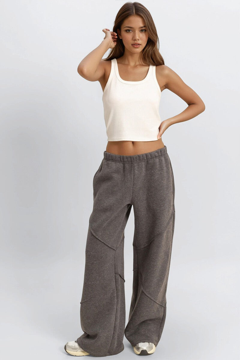 Exposed-Seam Wide-Leg Joggers - Image 2
