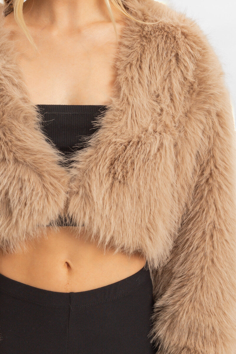 Faux Fur Cropped Jacket - Image 4
