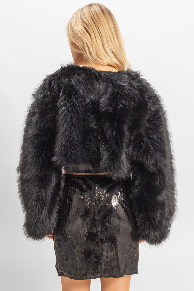 Faux Fur Cropped Jacket - Image 8