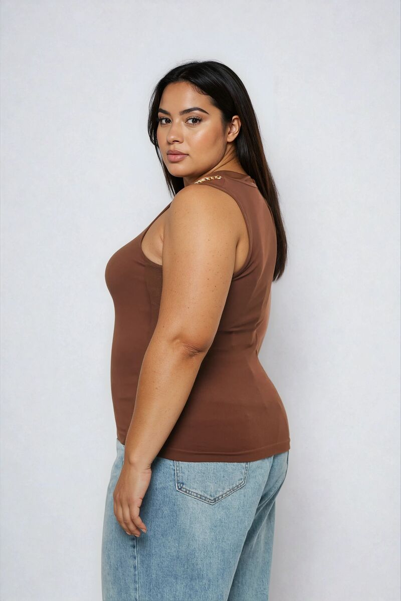 Plus Size Seamless Chain-Trim Tank - Image 2