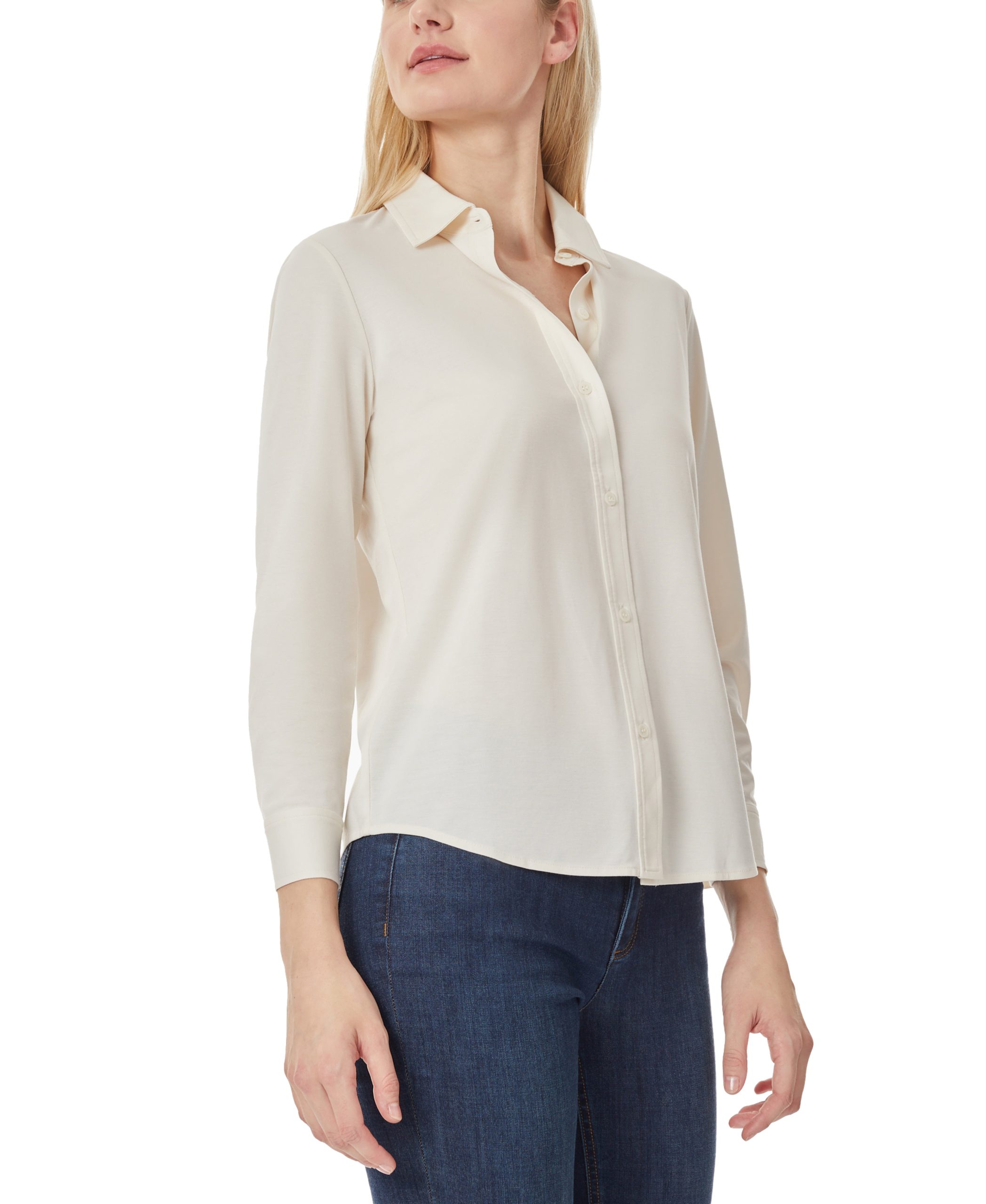 Knit Button Down Long Sleeve Blouse - Image 2
