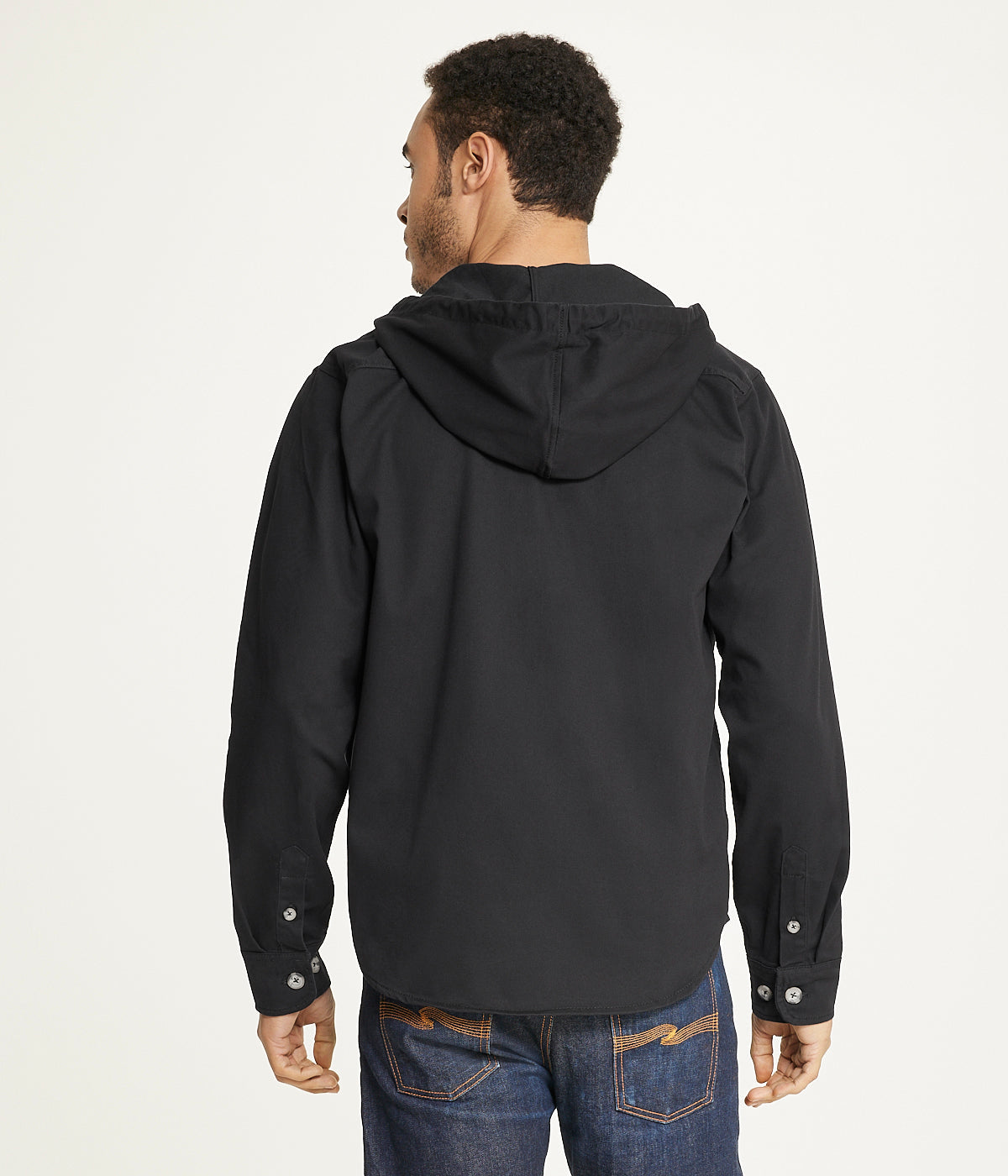 Men's Long Sleeve Hooded Shirt Jacket: Stretch Twill - Image 2
