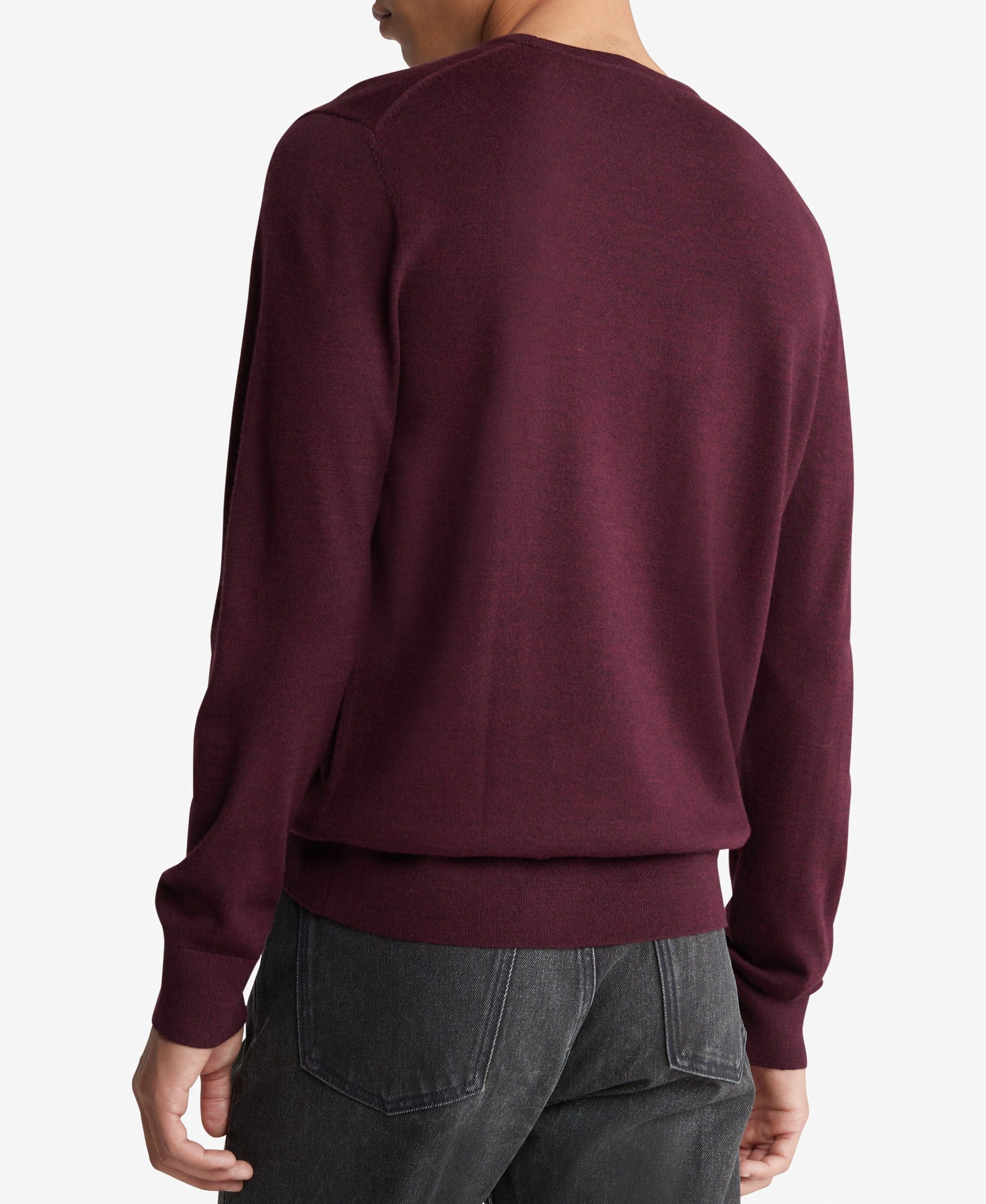Long Sleeve Solid Extrafine Merino Crew 14Gg Red - Image 4