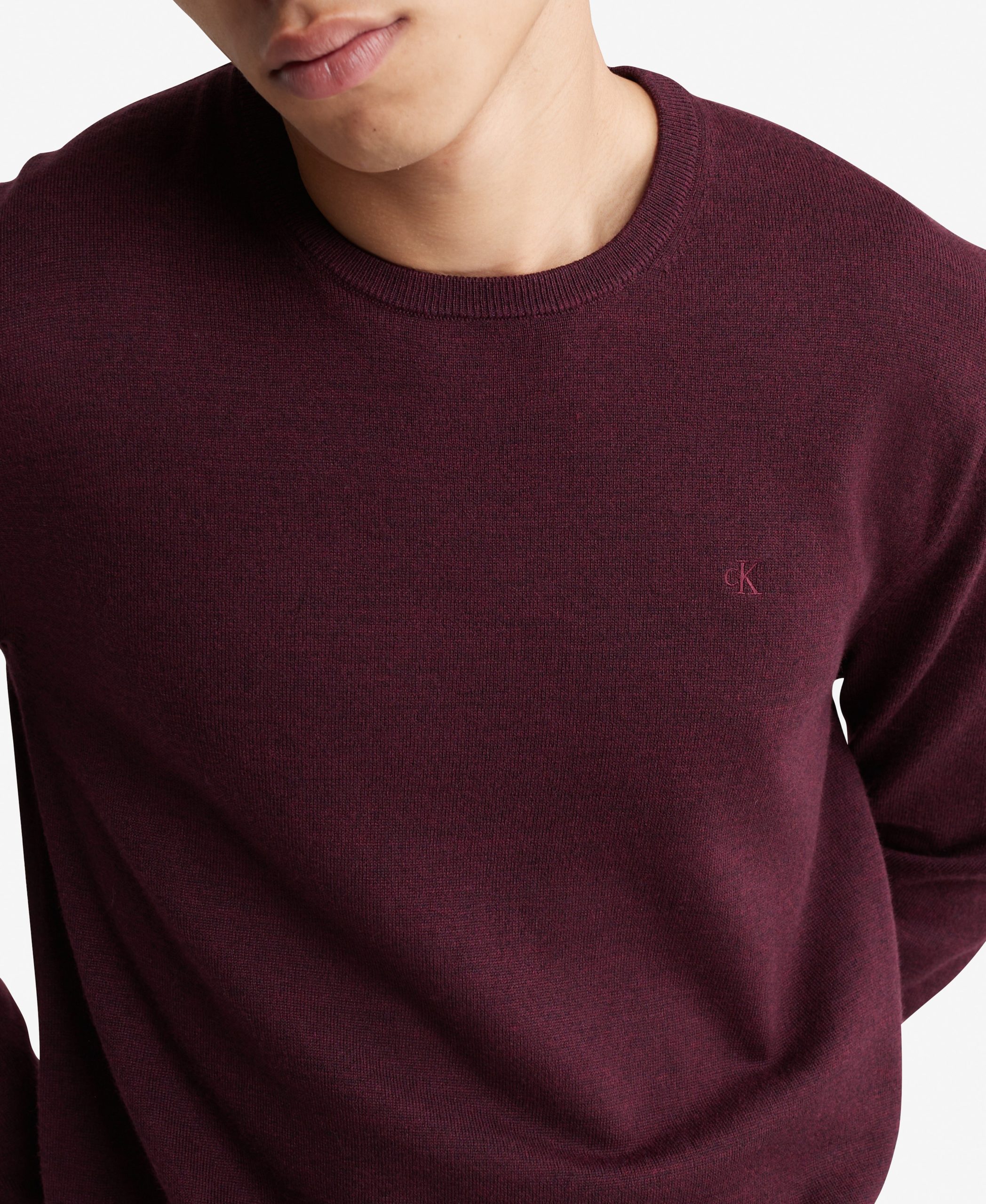 Long Sleeve Solid Extrafine Merino Crew 14Gg Red - Image 5
