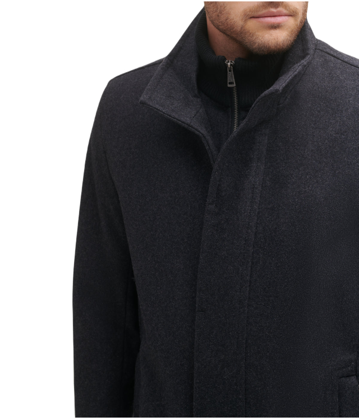 Mens Wool Melton Coat Charcoal - Image 3