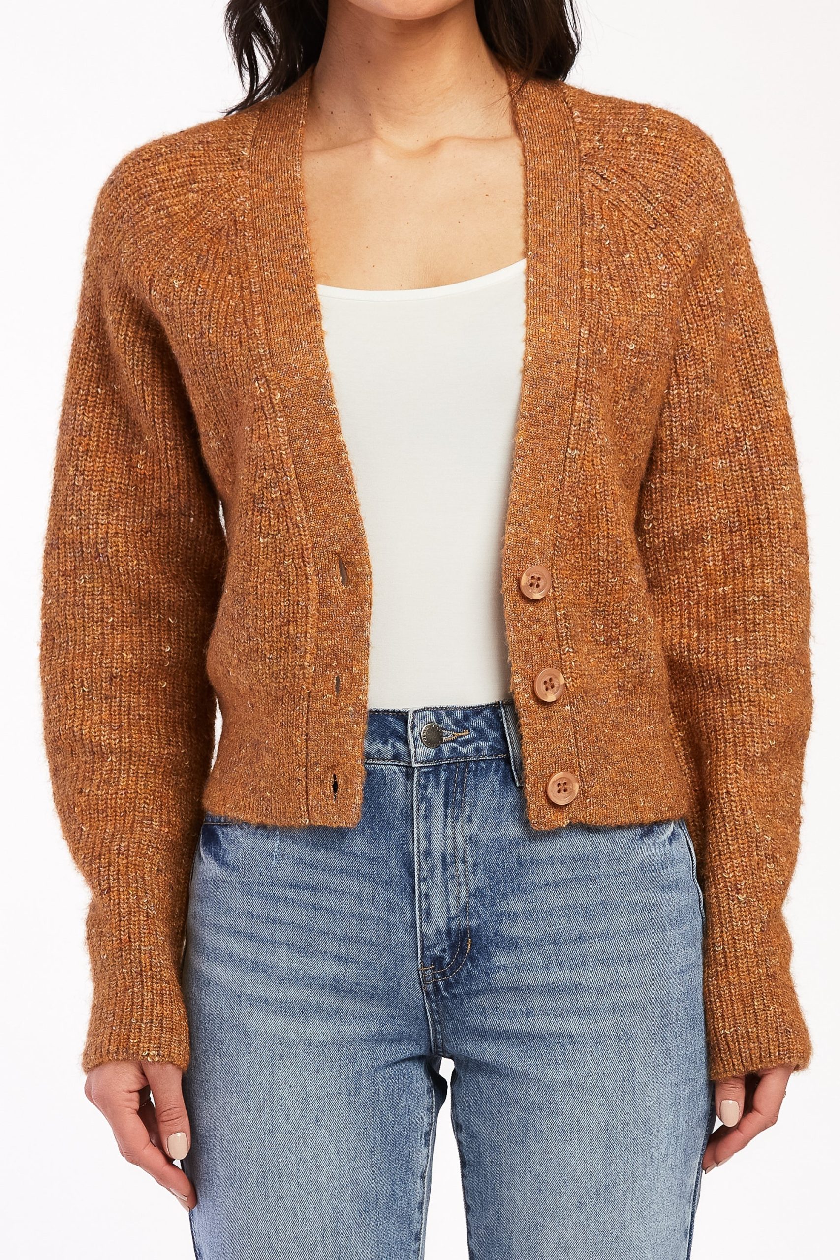 Damita Long Sleeve Raglan Sleeve V-Neck Three Button Fron Cardigan - Image 2