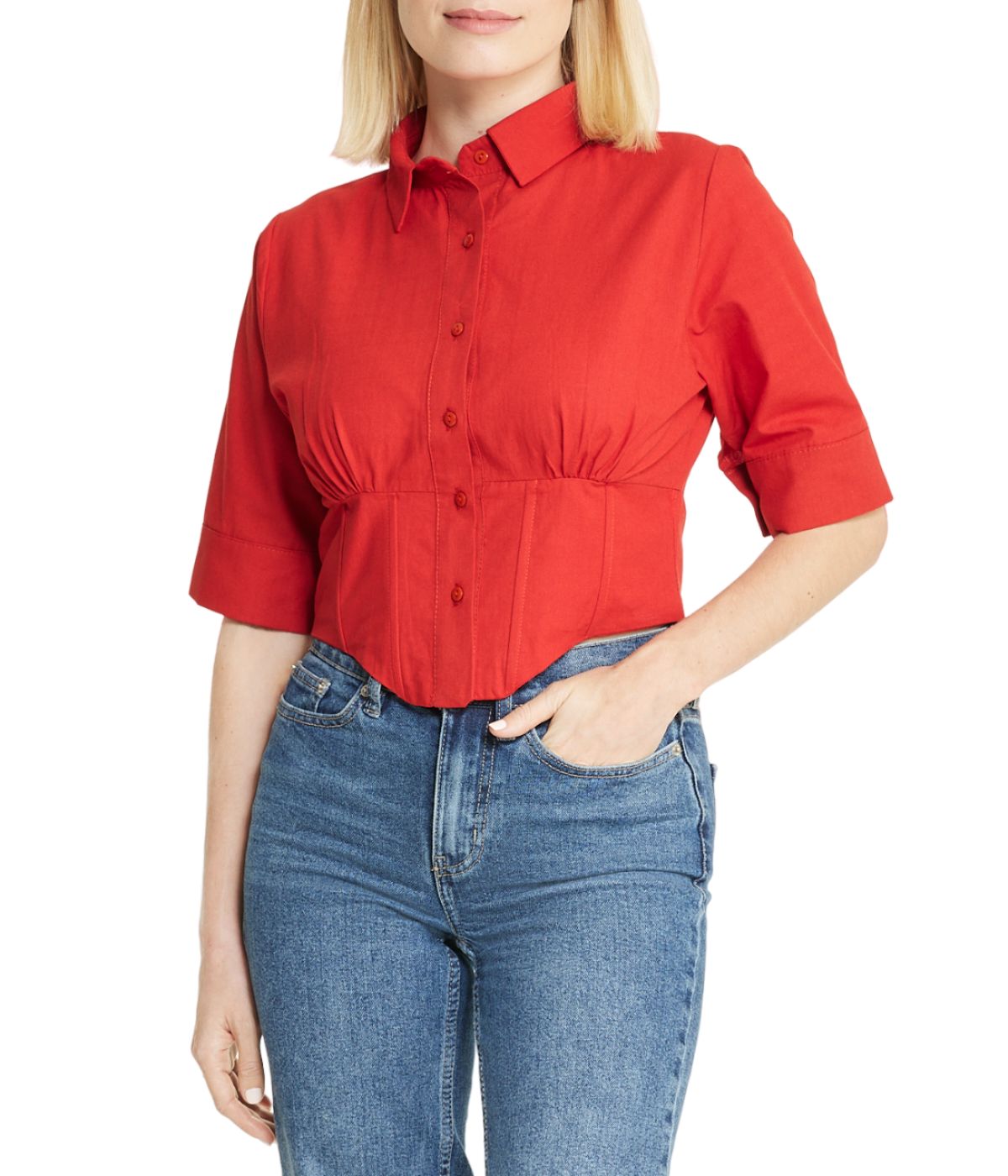 Cropped Corseted Shirt - Image 10