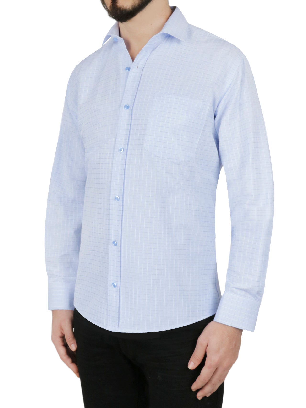 Windowpane Checkered Dress Shirt in Grey - Image 5