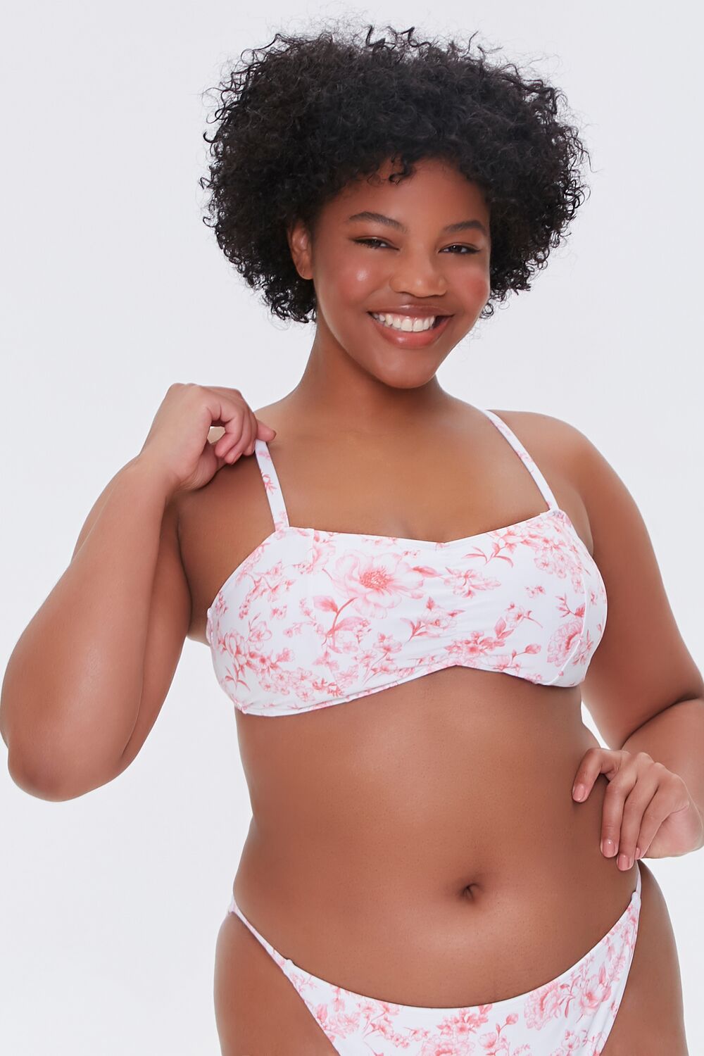 Plus Size Floral Print Bralette Bikini Top