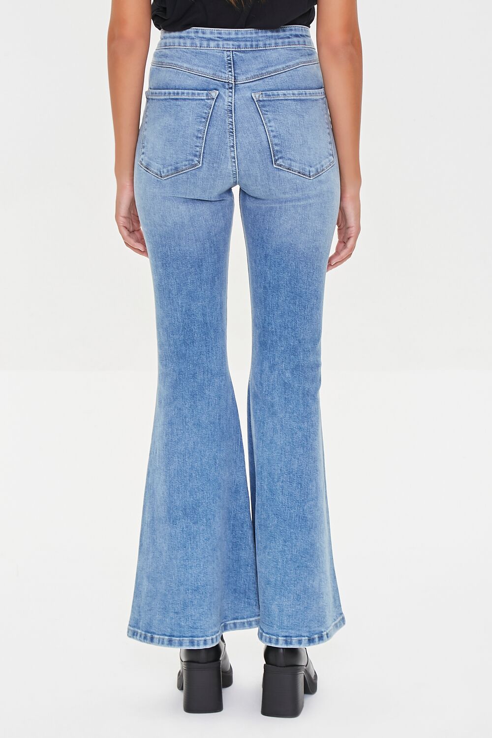 Recycled Cotton Faded Flare Jeans - Image 4