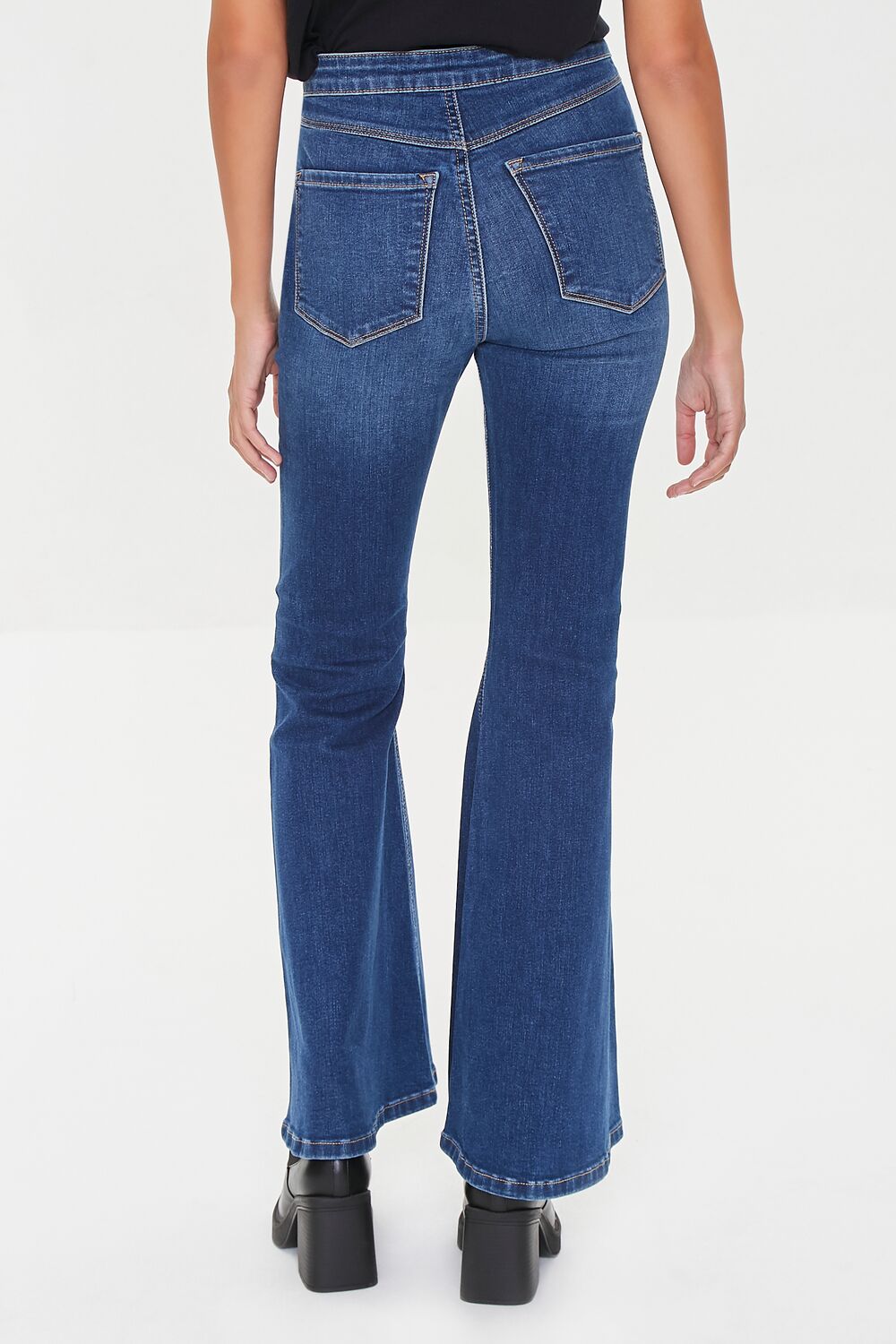 Recycled Cotton Faded Flare Jeans - Image 8