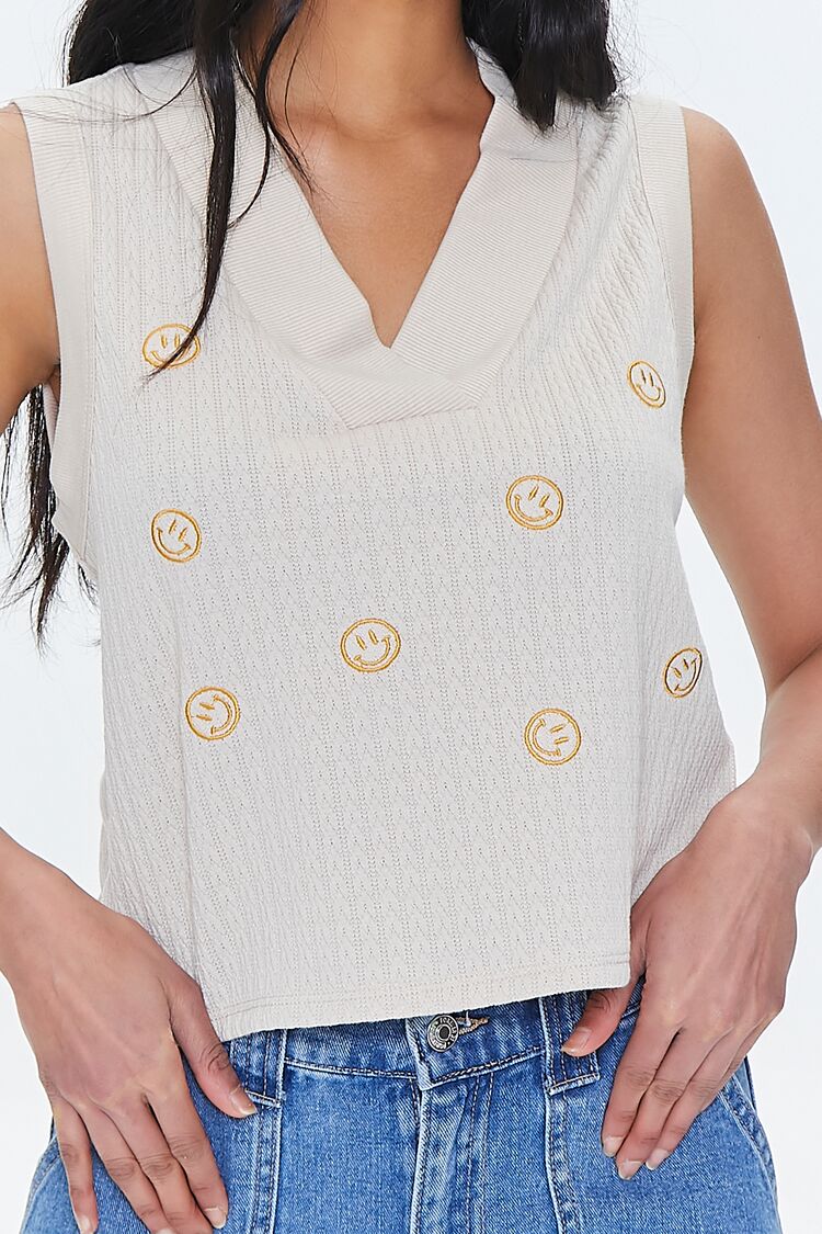 Embroidered Happy Face Tank Top - Image 5