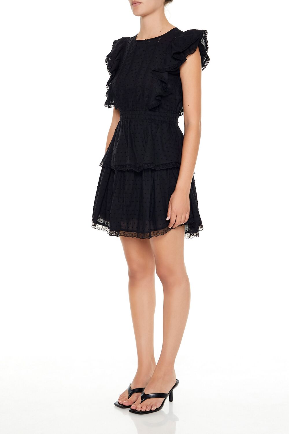 Clip Dot Lace Ruffled Mini Dress - Image 13