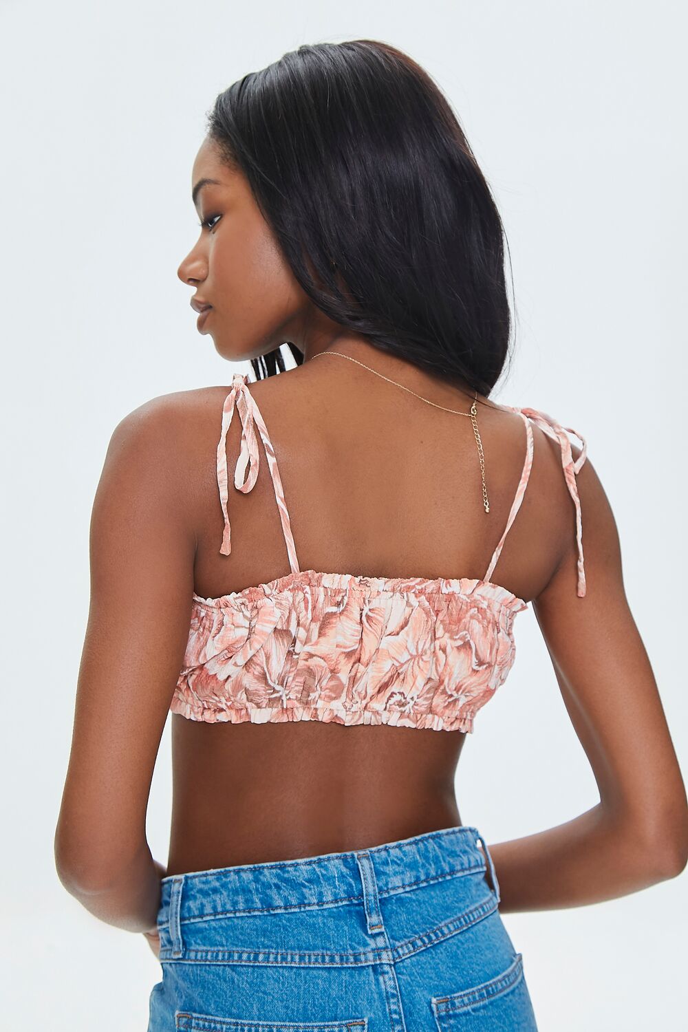 Tropical Leaf Print Cropped Cami - Image 3