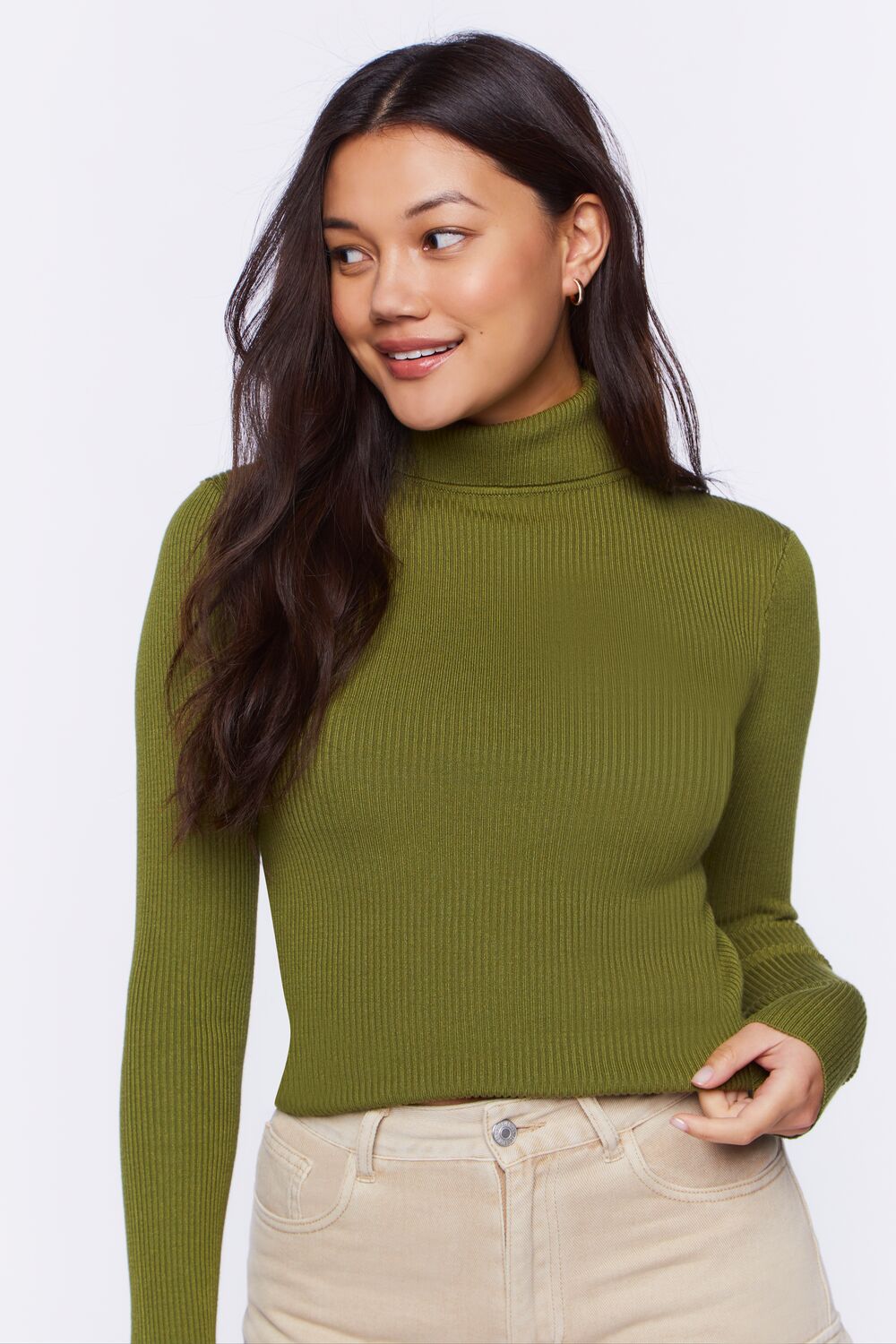 Ribbed Turtleneck Sweater-Knit Top - Image 48