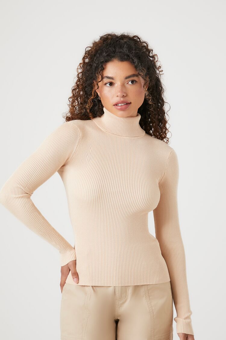 Ribbed Turtleneck Sweater-Knit Top - Image 73