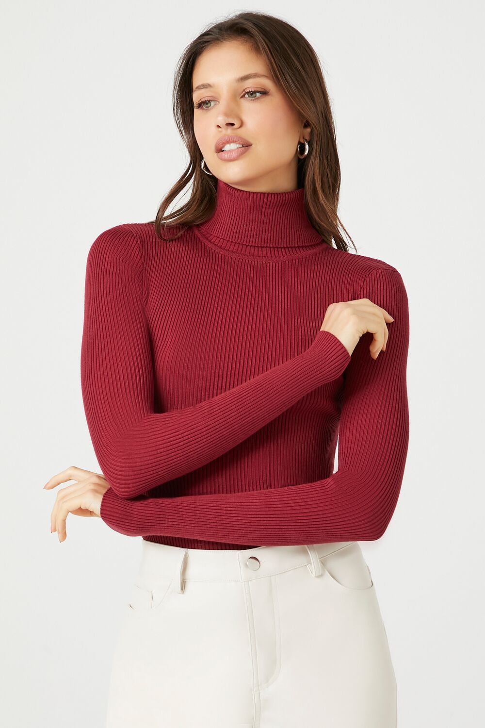 Ribbed Turtleneck Sweater-Knit Top - Image 78