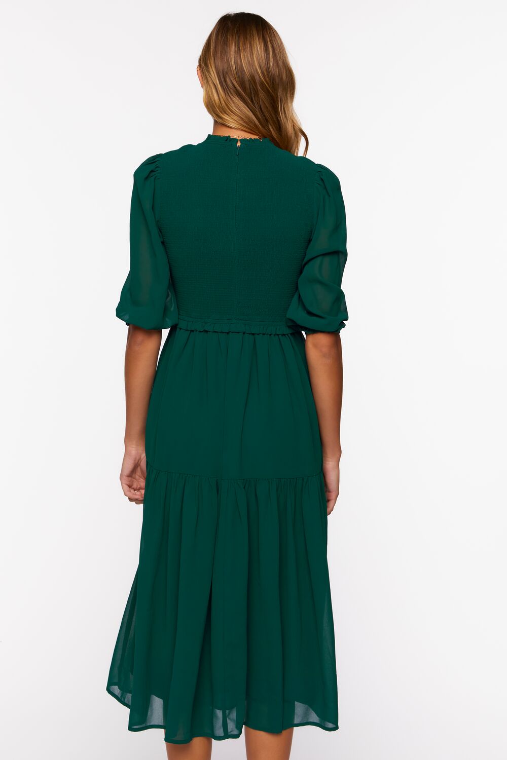 Smocked Chiffon Peasant-Sleeve Dress - Image 13
