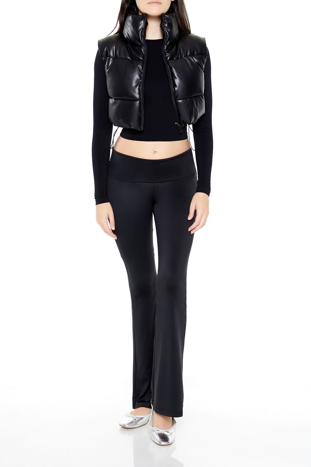 Quilted Faux Leather Cropped Vest - Image 2
