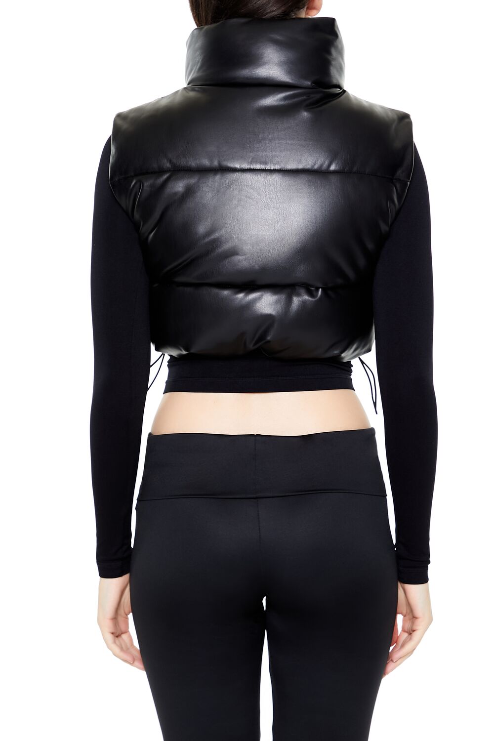 Quilted Faux Leather Cropped Vest - Image 5