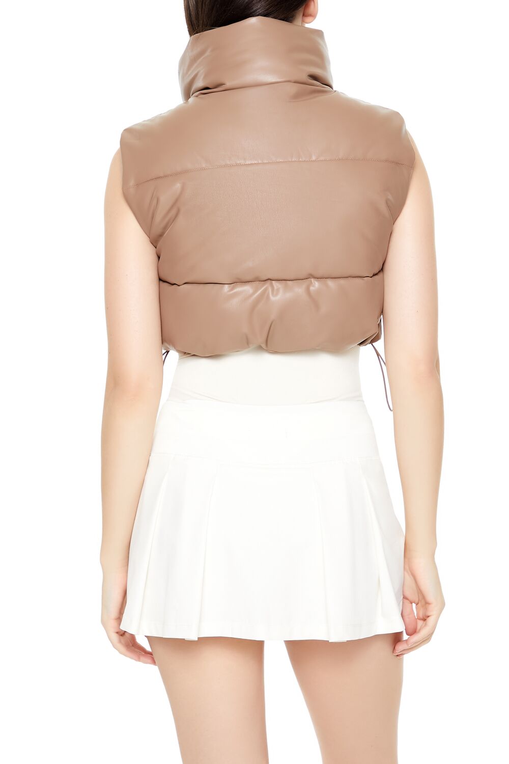 Quilted Faux Leather Cropped Vest - Image 10