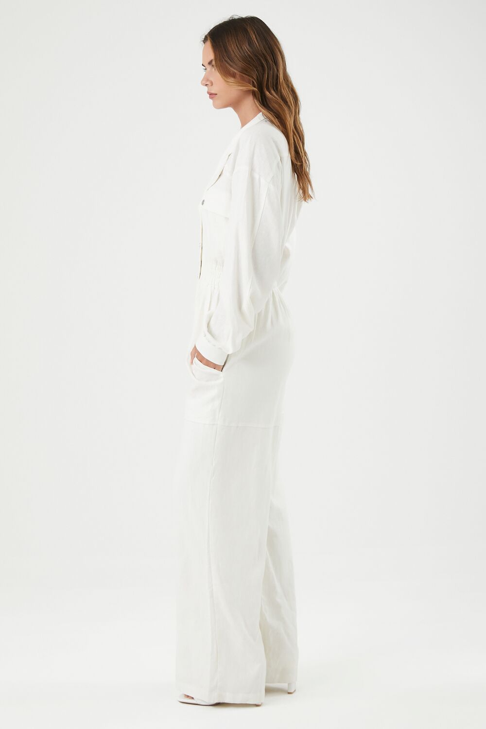 Linen-Blend Notched Jumpsuit - Image 7