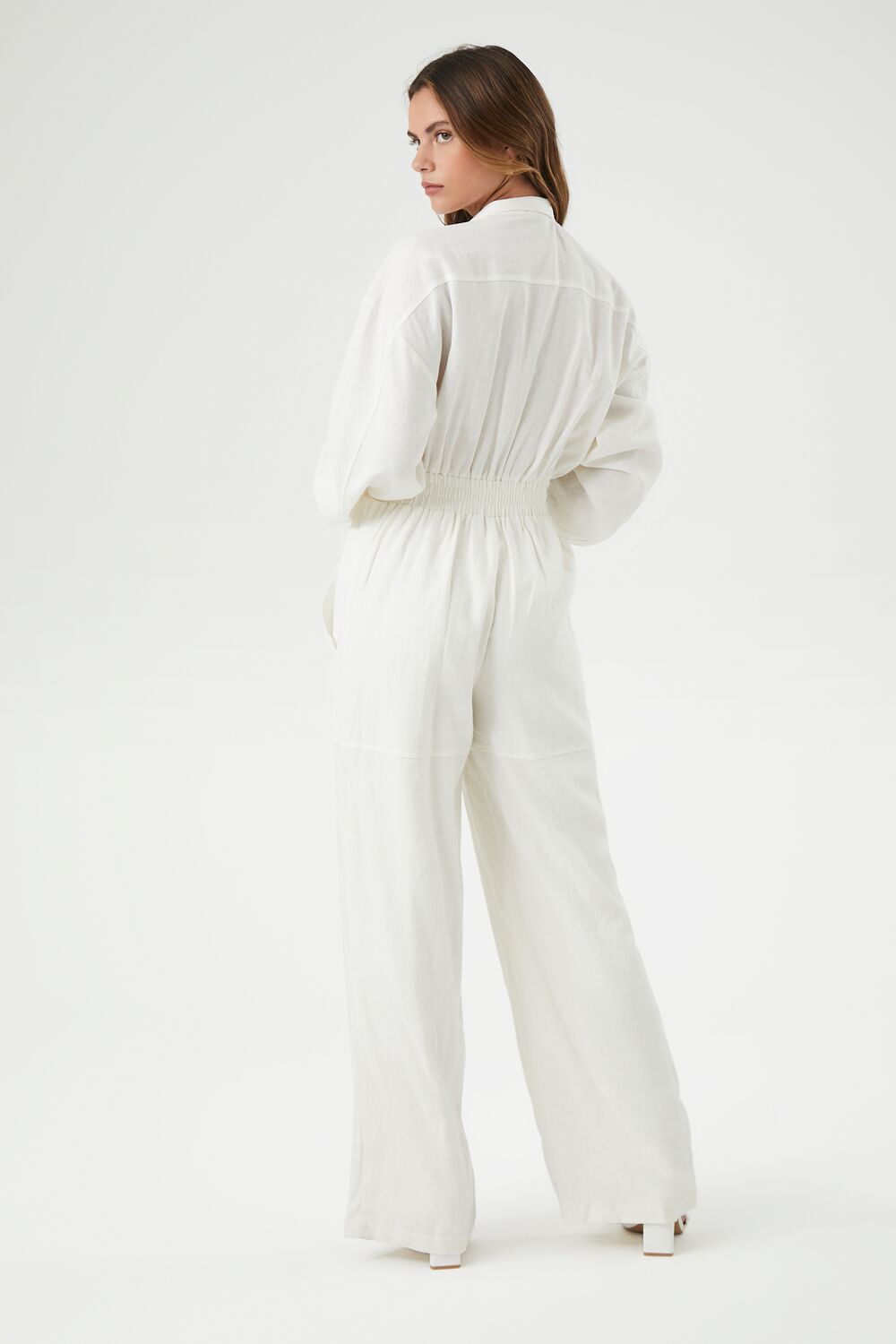 Linen-Blend Notched Jumpsuit - Image 8