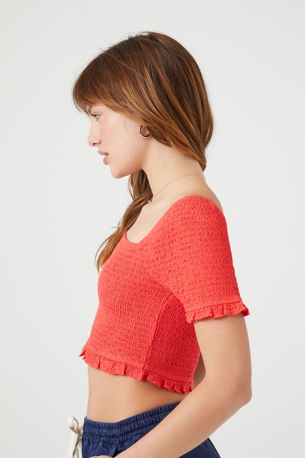 Smocked Square-Neck Crop Top - Image 2