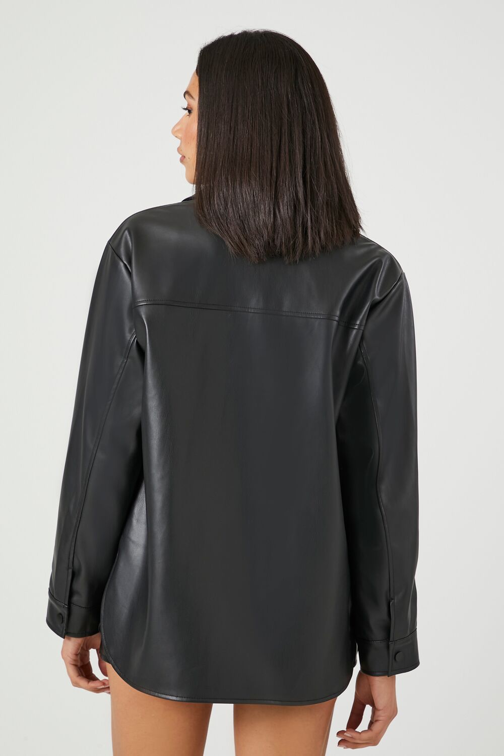 Faux Leather Vented Shacket - Image 3