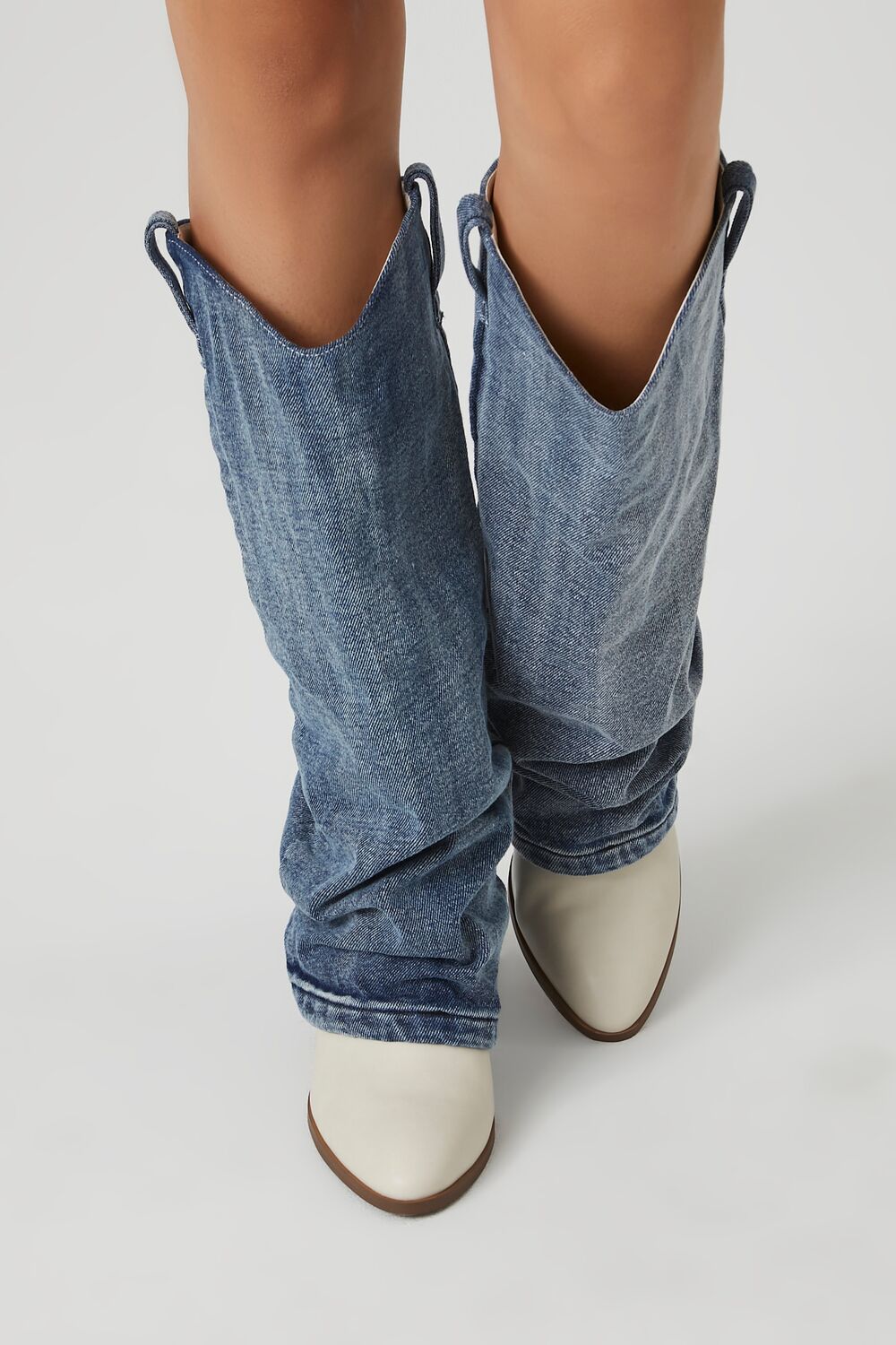 Denim & Faux Leather Boots - Image 4