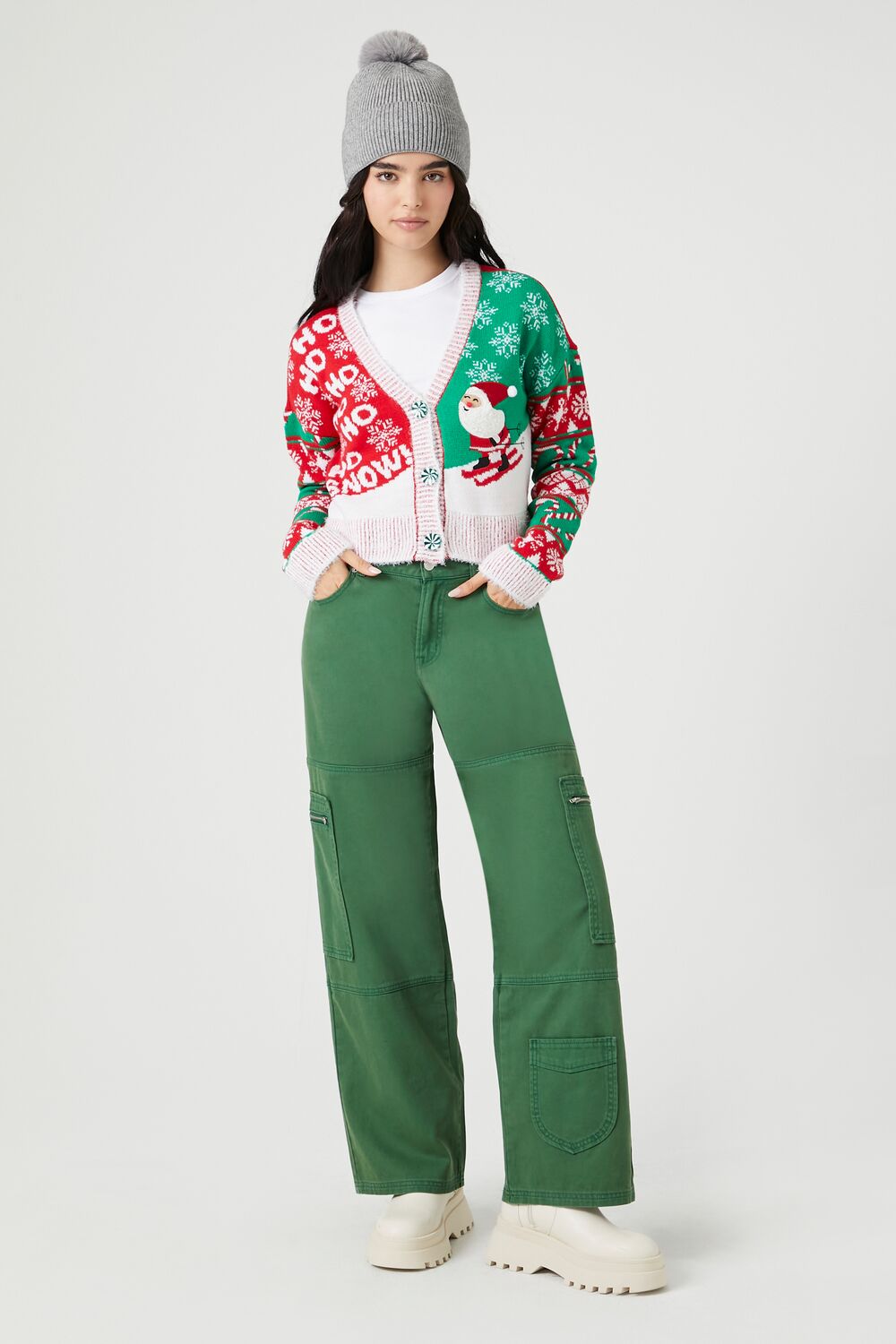 Skiing Santa Cardigan Sweater - Image 4