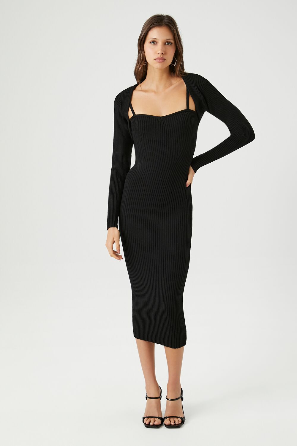 Midi Dress & Shrug Sweater Set