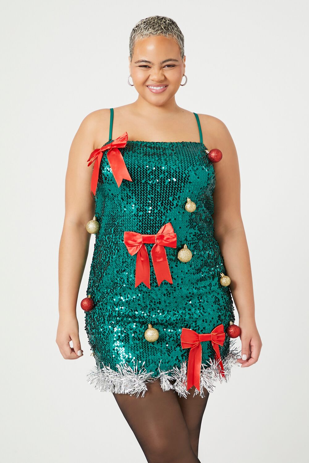 Plus Size Sequin Christmas Tree Dress - Image 2