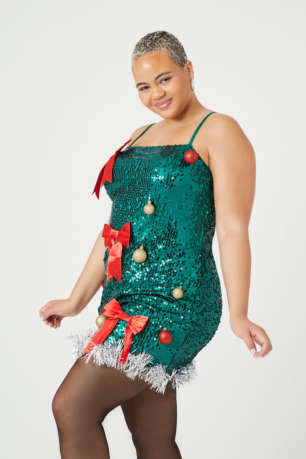 Plus Size Sequin Christmas Tree Dress - Image 3