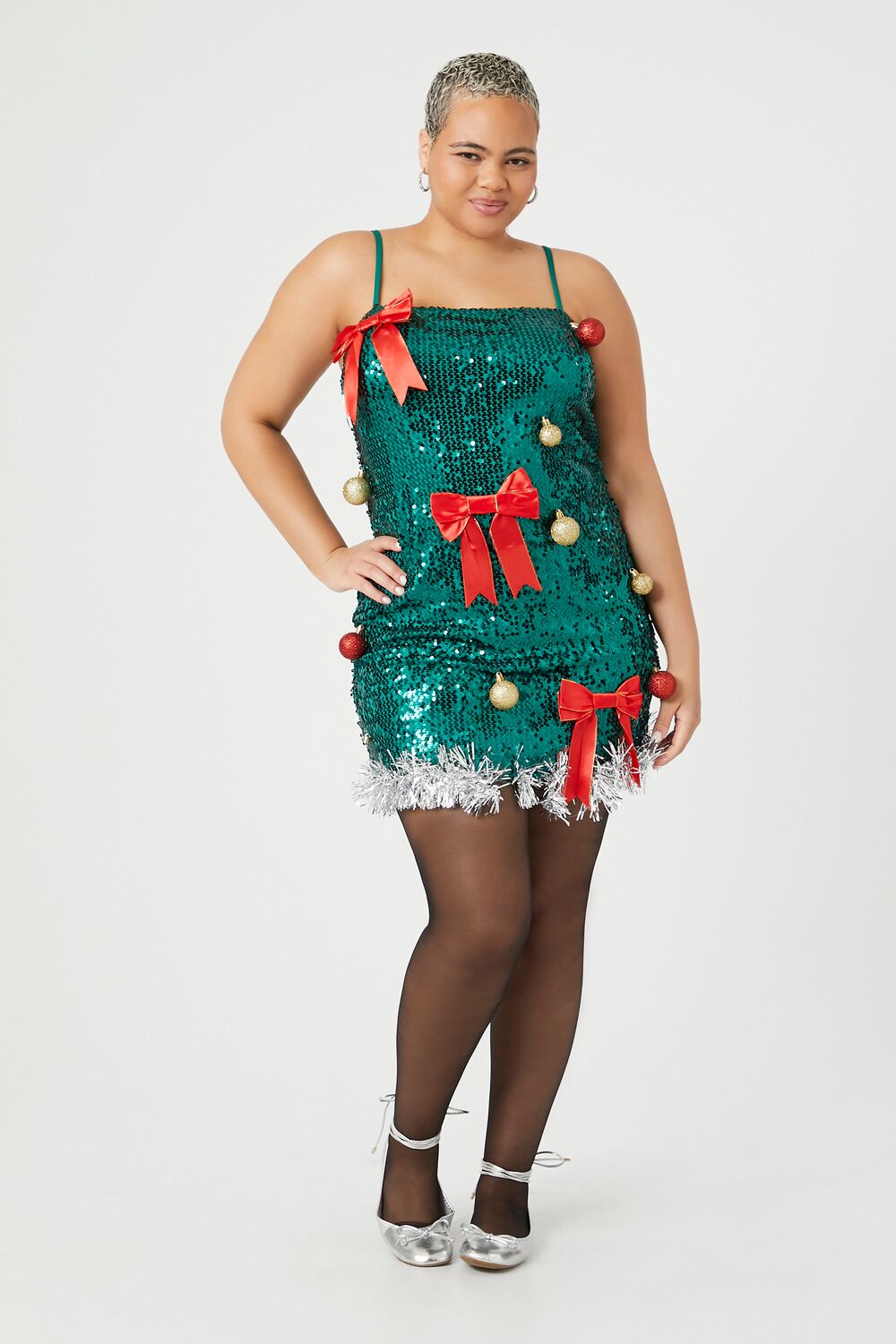 Plus Size Sequin Christmas Tree Dress - Image 6
