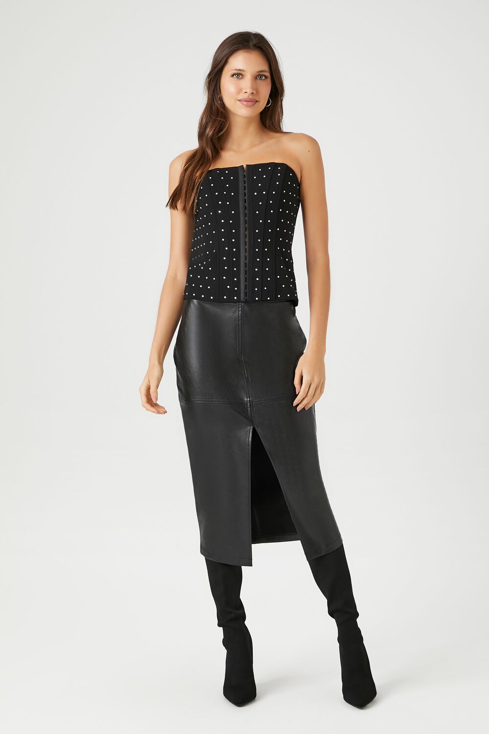 Rhinestone Corset Tube Top