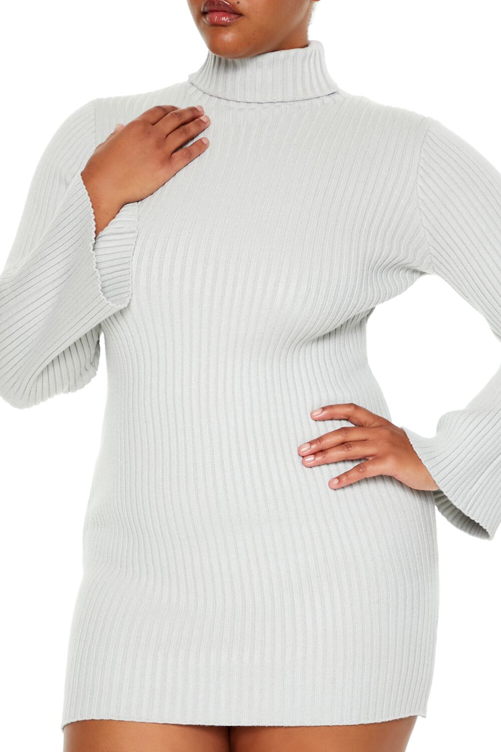 Plus Size Turtleneck Mini Sweater Dress - Image 5