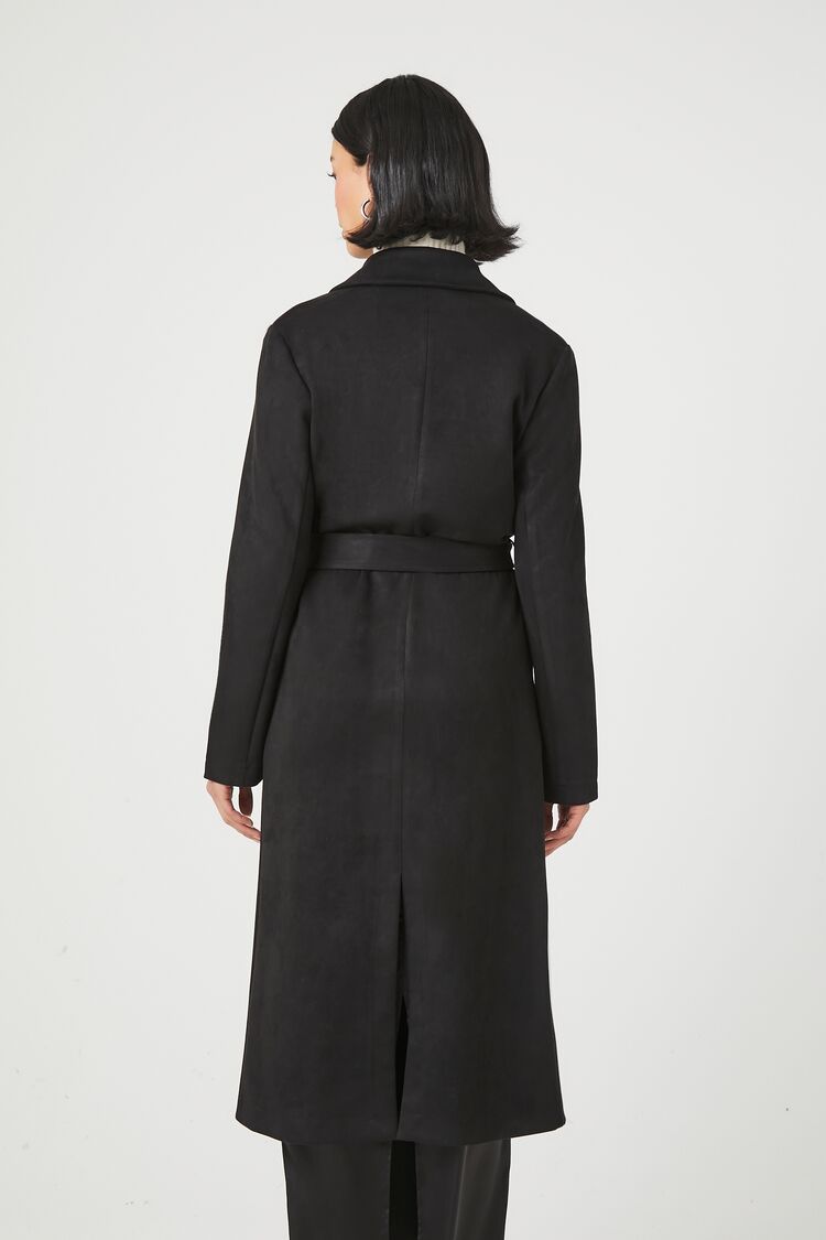 Faux Suede Longline Coat - Image 4
