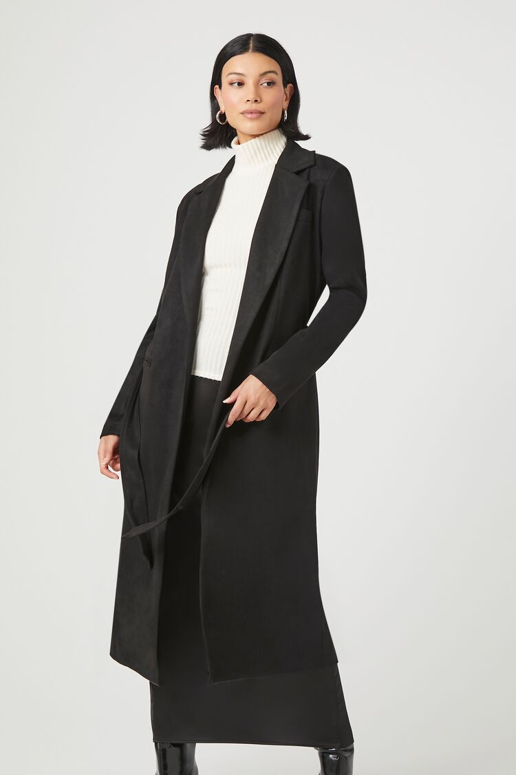 Faux Suede Longline Coat - Image 5