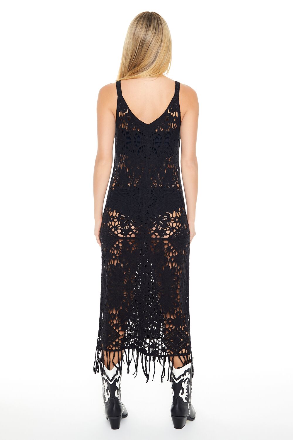 Crochet Fringe Midi Dress - Image 3