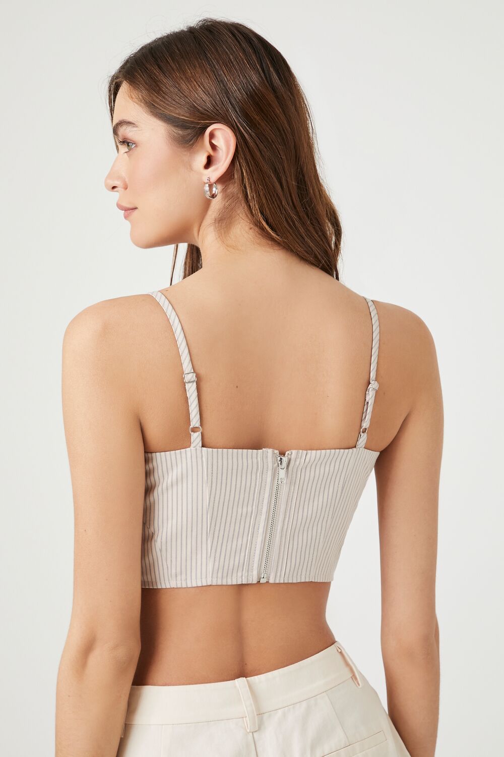 Pinstriped Bustier Cropped Cami - Image 3