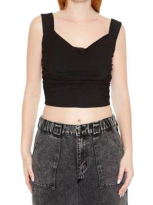 Mesh Cowl Crop Top